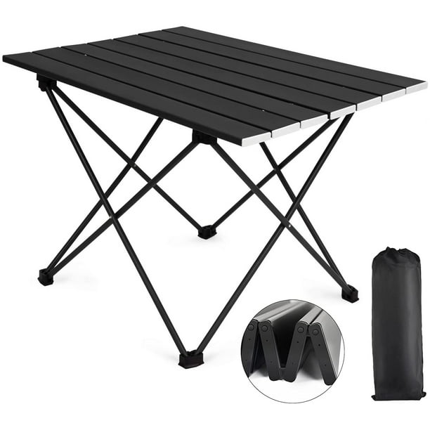 CoPedvic Camping Table Folding Beach desk with Carry Bag for Outdoor, Black