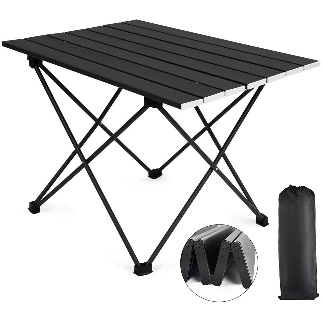 CoPedvic Camping Side Table Folding Beach desk with Carry Bag for Outdoor, Black