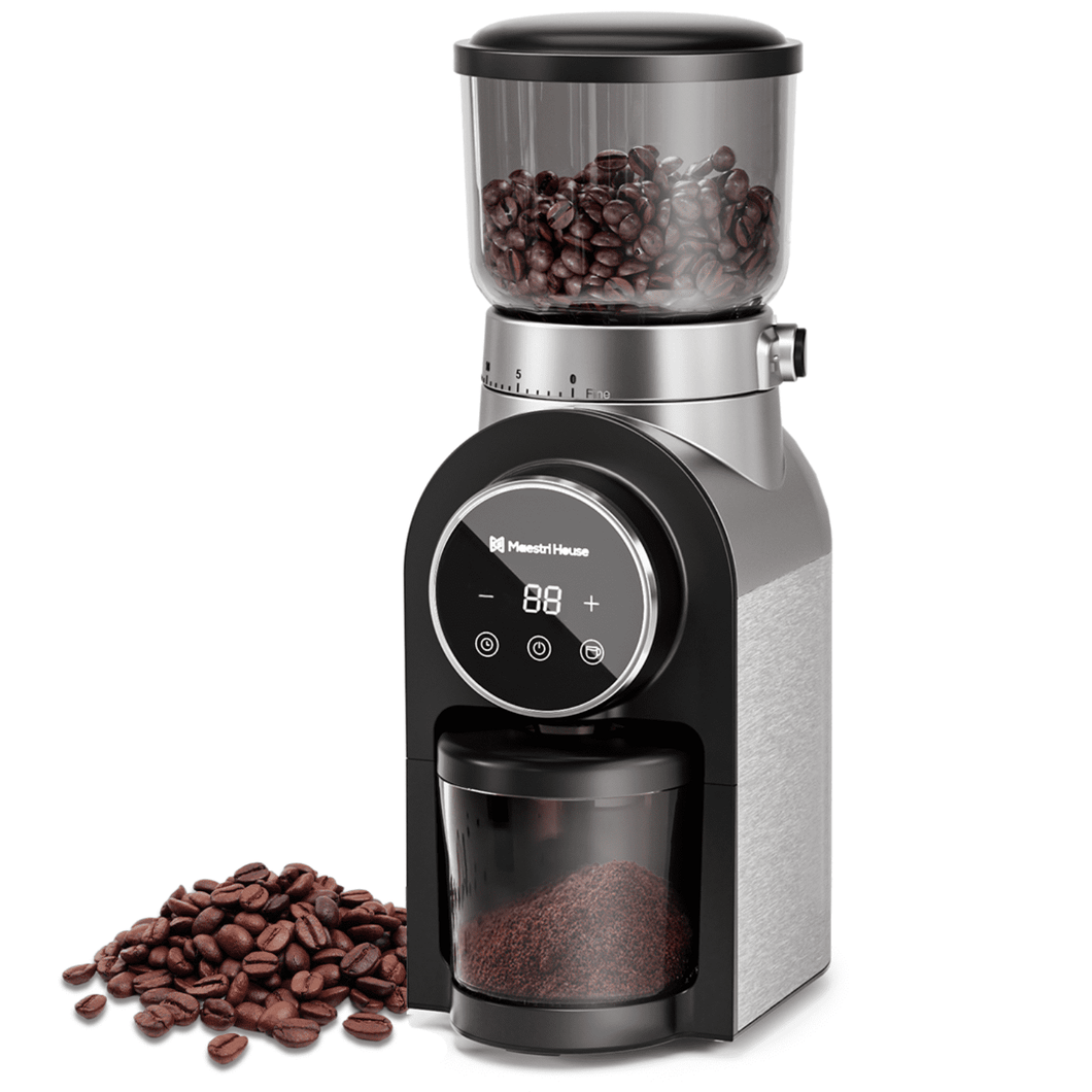 Electric Conical Burr Coffee Grinder, Maestri House Adjustable Burr Mill with 30 Precise Grind Settings, Stainless Steel Coffee Grinder Electric for Espresso/Drip/Percolator/French Press/ American/