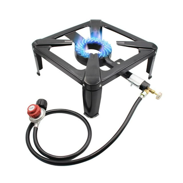 Camping Stove, GVDV High Pressure Single Propane Burner with Adjustable 0-20PSI Regulator Hose for Camp Patio RV Cooking Outdoor