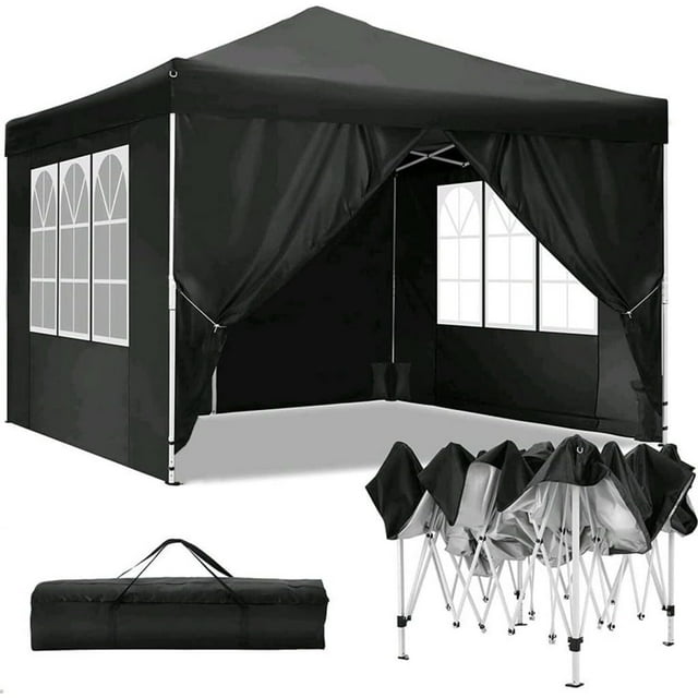GVDV 10X10Ft Pop up Canopy Tent Enclosed Instant Folding Canopy Shelter with Elegant Church Window Outdoor Pavilion Cater Party Wedding BBQ Events Tent, Blue