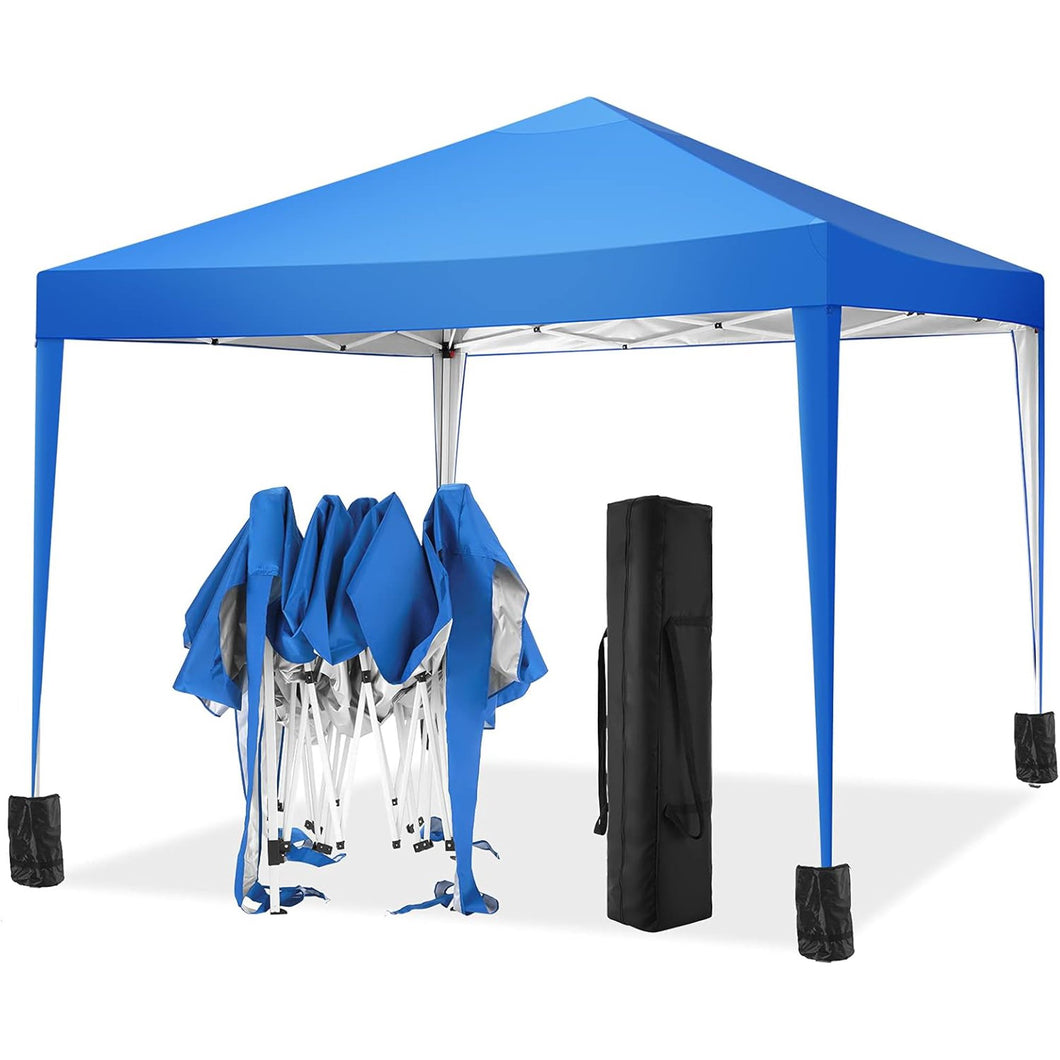 GVDV Canopy Tent, 10' x 10' Instant Slant Leg Pop-up Commercial Canopy, Outdoor Shading Shelter, Blue