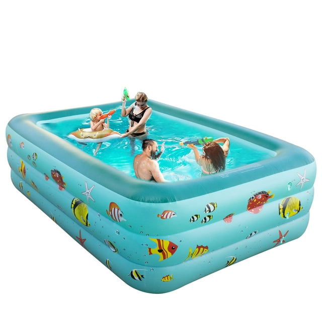 Inflatable Pool, 6.9 x 5 x 1.8 ft Family Swimming Pools for Kids, Toddlers, Infant, Adult, Rectangular, Thickened