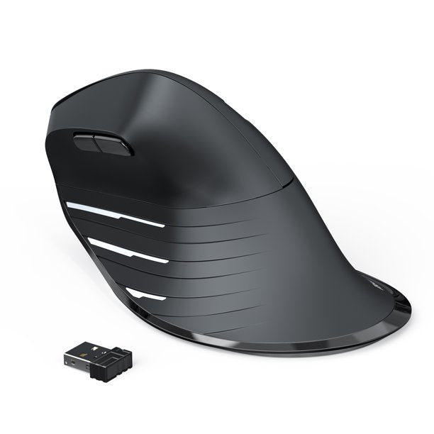 Bluetooth Ergonomic Mouse, Vssoplor BT1+BT2+2.4G Wireless Vertical Optical Mouse, 1000 / 1600 / 2400 DPI and 5 Buttons Mice for Laptop, PC, Computer, Mac OS, MacBook - Black