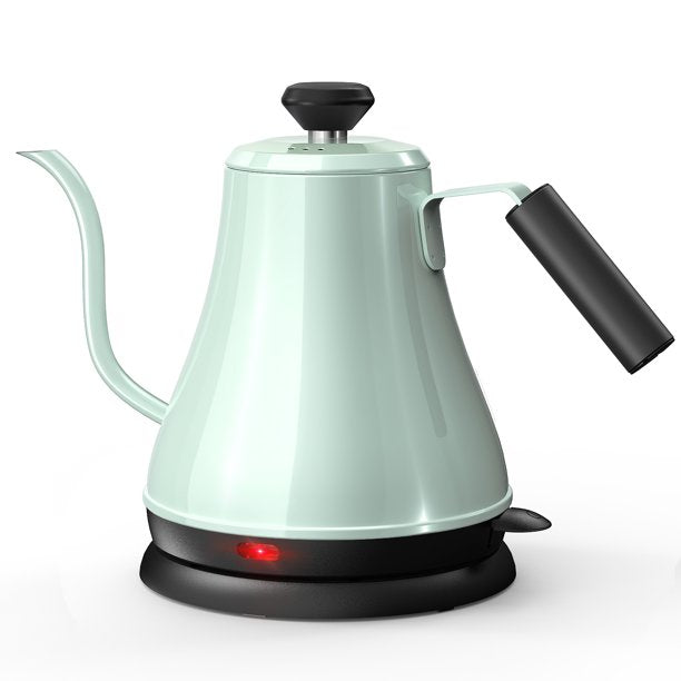 Electric Gooseneck Kettle 100% Stainless Steel BPA-Free Tea Kettle, Electric Pour Over Coffee Kettle Pot Portable Cordless Teapot with Auto Shut-Off Protection, 1000 Watt, 0.8L, Green