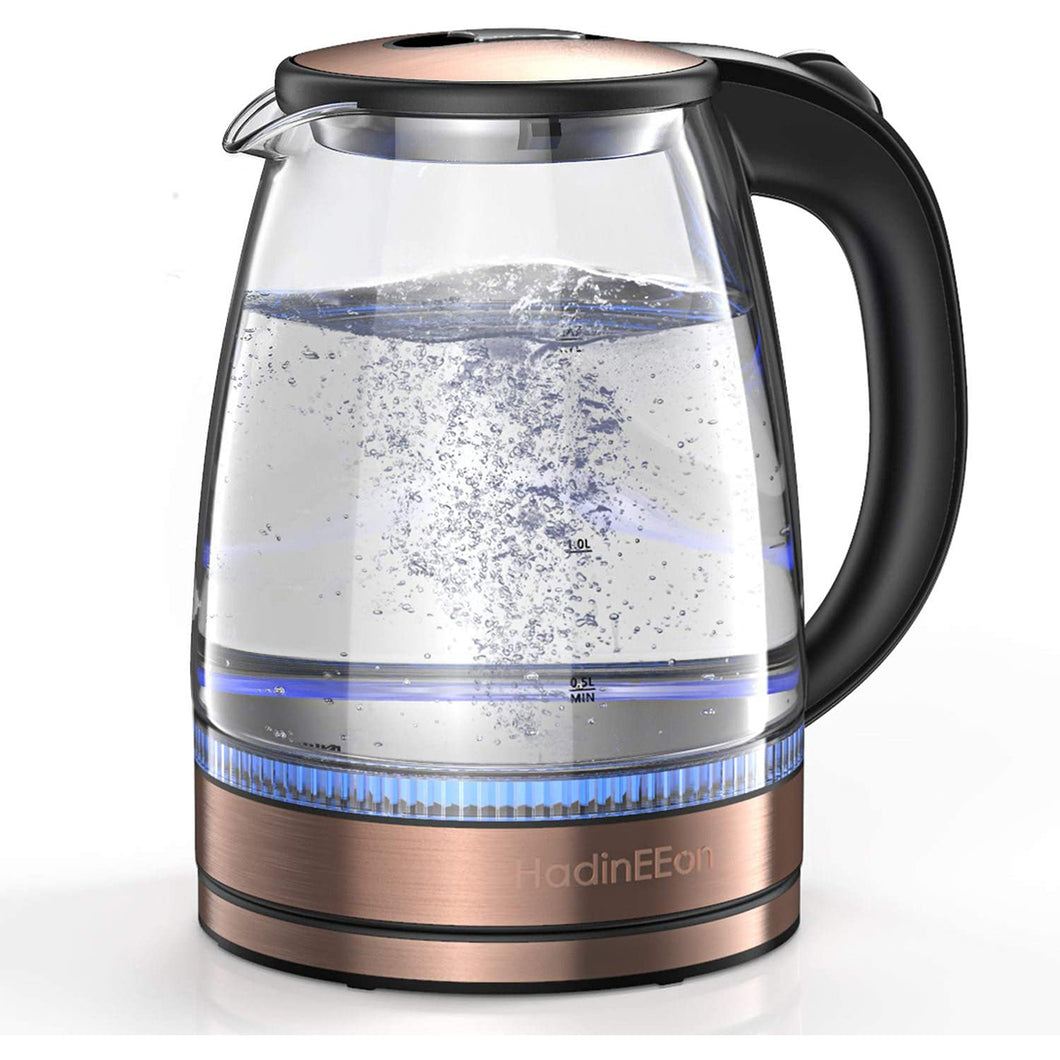 Electric Kettle,1.7L Glass Boiler Electric Tea Kettle with Blue LED Indicator Light, Cordless Teapot Tea Heater,304 Stainless Steel Hot Water Kettle Auto-Shut Off & Boil-Dry Protection