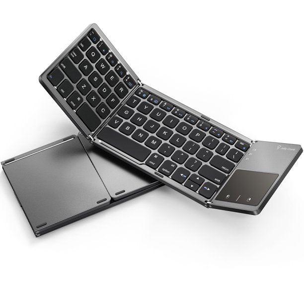 Foldable Bluetooth Keyboard for iPad (iOS/Mac OS) - Jelly Comb Multi Device Wireless Keyboard with Touchpad Rechargeable for iPad 8th/7th Generation 10.2, iPad Pro 12.9/11, iPad Air, iPad Mini, iPhone