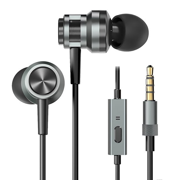 Earphones with Microphone, Earbuds with Mic and Powerful Bass Sound, Ergonomic Earphones with Noise Isolating and Call Controller for Exercise, Office, Compatible with iPhone, Android, PC
