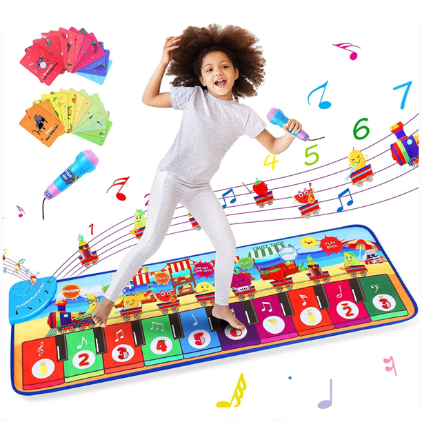 (6843054653648)Ucradle Kids Piano Mat, Music Dance Mat with 28 Sounds, Children Touch Floor Keyboard Play Mats Fruit Musical Playmat Toys Gifts for Toddlers Boys Girls 1 2 3 4 5 Years Old (110*36cm)