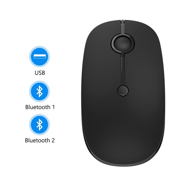 Bluetooth Mouse, Jelly Comb MS02B Triple Mode(BT 4.0+ BT 4.0+ USB) Rechargeable Bluetooth Mouse for iPad, Laptop, MacBook, PC- for iPad OS 13/ Windows 8.0/ MacOS 10.10/ Android 4.3 or Later