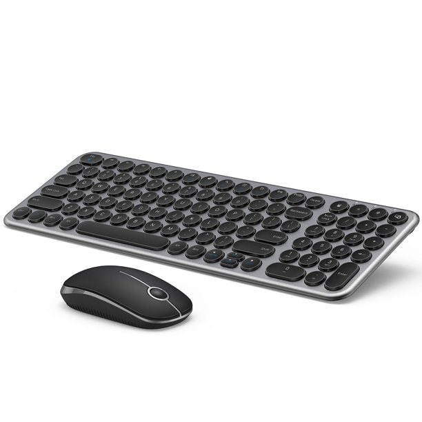 (6843052916944)JELLYCOM Wireless Keyboard and Mouse Combo, 2.4G Slim Ergonomic Quiet Keyboard and Mouse with Round Keys for Windows, Laptop, PC, Notebook-Black and Gray