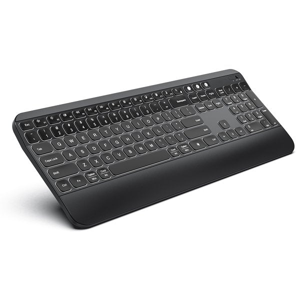 Backlit Bluetooth Keyboard, Jelly Comb Multi-Device Rechargeable Keyboard (2.4G+BT1+BT2), Full Size Wireless Keyboard with Palm Rest, for Mac OS/iOS/Windows/Android - T302