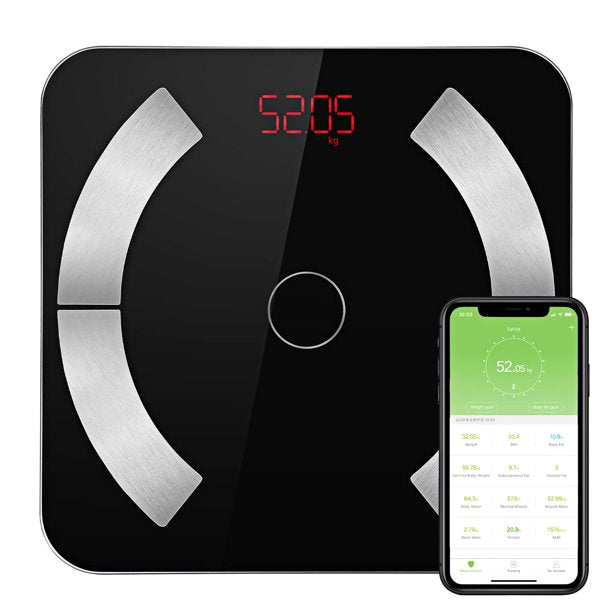 Bluetooth Smart Scale, Slaouwo Body Fat Digital Scale and Body Weight Composition BMI Smart Scale, Wireless Bathroom Digital Scale With Smartphone App