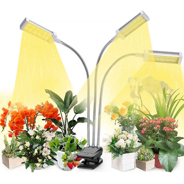 (6843058487504)VOGEK Grow Light for Indoor Plants, Full Spectrum Grow Lamp with Timer, Led Plant Light with Desk Clip and Adjustable Gooseneck for Plants Seedlings Succulents, Silver