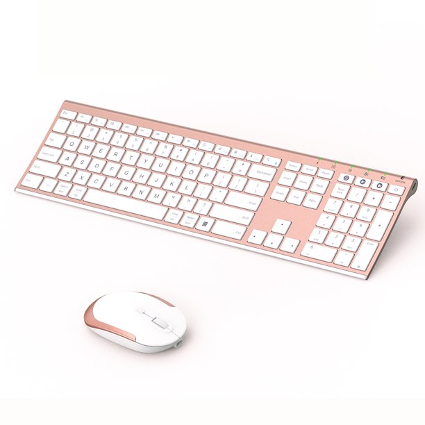 Multi-Device Bluetooth Keyboard and Mouse, Jelly Comb Rechargeable Dual-Mode(Bluetooth 4.0 + USB) Wireless Keyboard and Mouse Combo, for Windows 8 or 10+/ Android 5.0+/ Mac OS 10.10+/ iOS 10.13.4 +