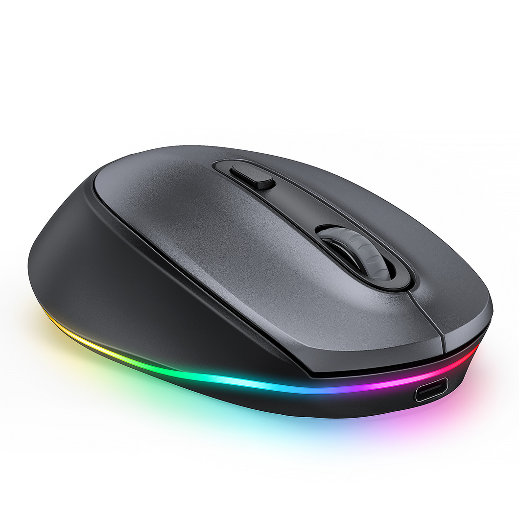 LED Bluetooth Mouse, seenda 3-Mode Silent Rechargeable Wireless Bluetooth Mouse for Multi Device, Compatible with iPad, Laptop