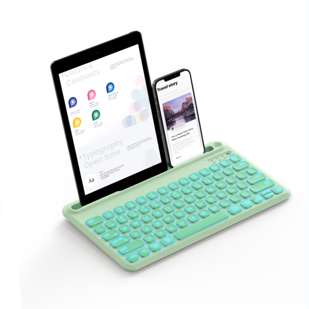 Backlit Bluetooth Keyboard for Tablet, seenda Rechargeable Multi-Device Wireless Bluetooth Keyboard for iPad Pro 11/12.9, for iPad Air/iPad 9.7/10.2 Android Mac Windows Phones,Green
