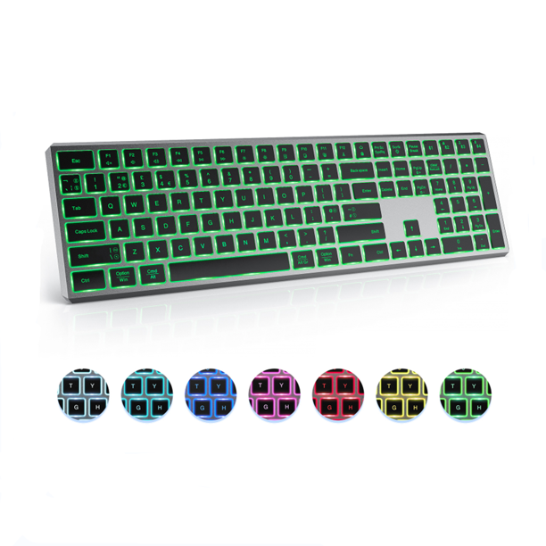 Backlit Bluetooth Keyboard, seenda Illuminated Multi-Device Slim Rechargeable Wireless Keyboard Compatible with iPad, iPhone, iOS, Android, Mac OS, and Windows
