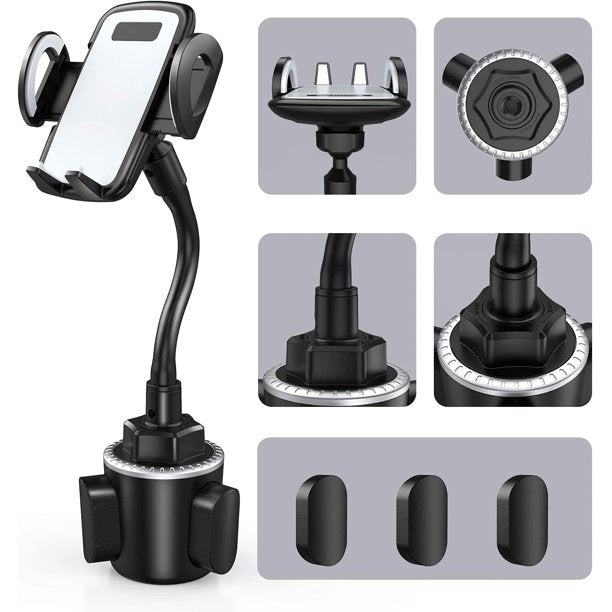 Car Cup Holder Phone Mount, Cup Holder Phone Holder for Car Universal Adjustable Gooseneck Car Phone Holder for iPhone 11 Pro/11/X/8/7/6s/ Galaxy S10/S9/Note 10/9/8 GPS and More (Black)
