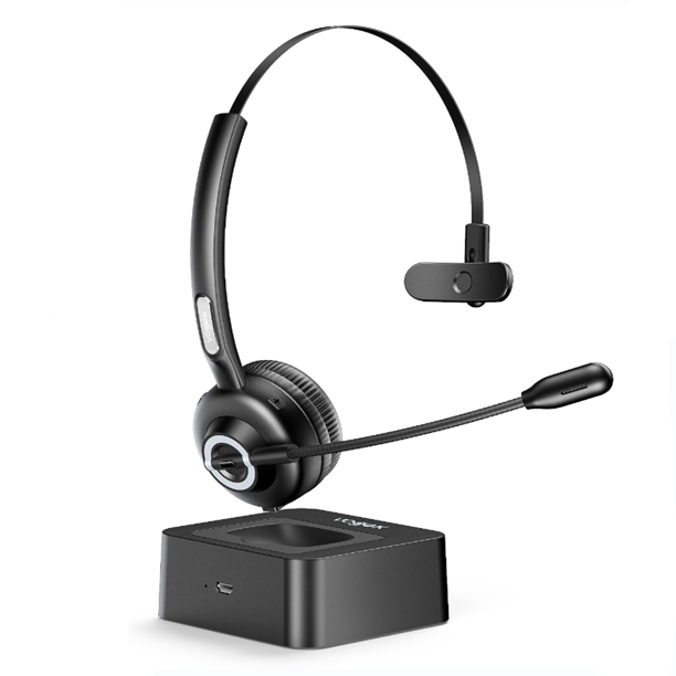 (6843056226512)Trucker Bluetooth Headset, Bluetooth Headset Noise Cancelling Microphone with Charging Base, Hands-Free Wireless Headphones for Cell Phones PC Laptop Home Office Call Center Skype