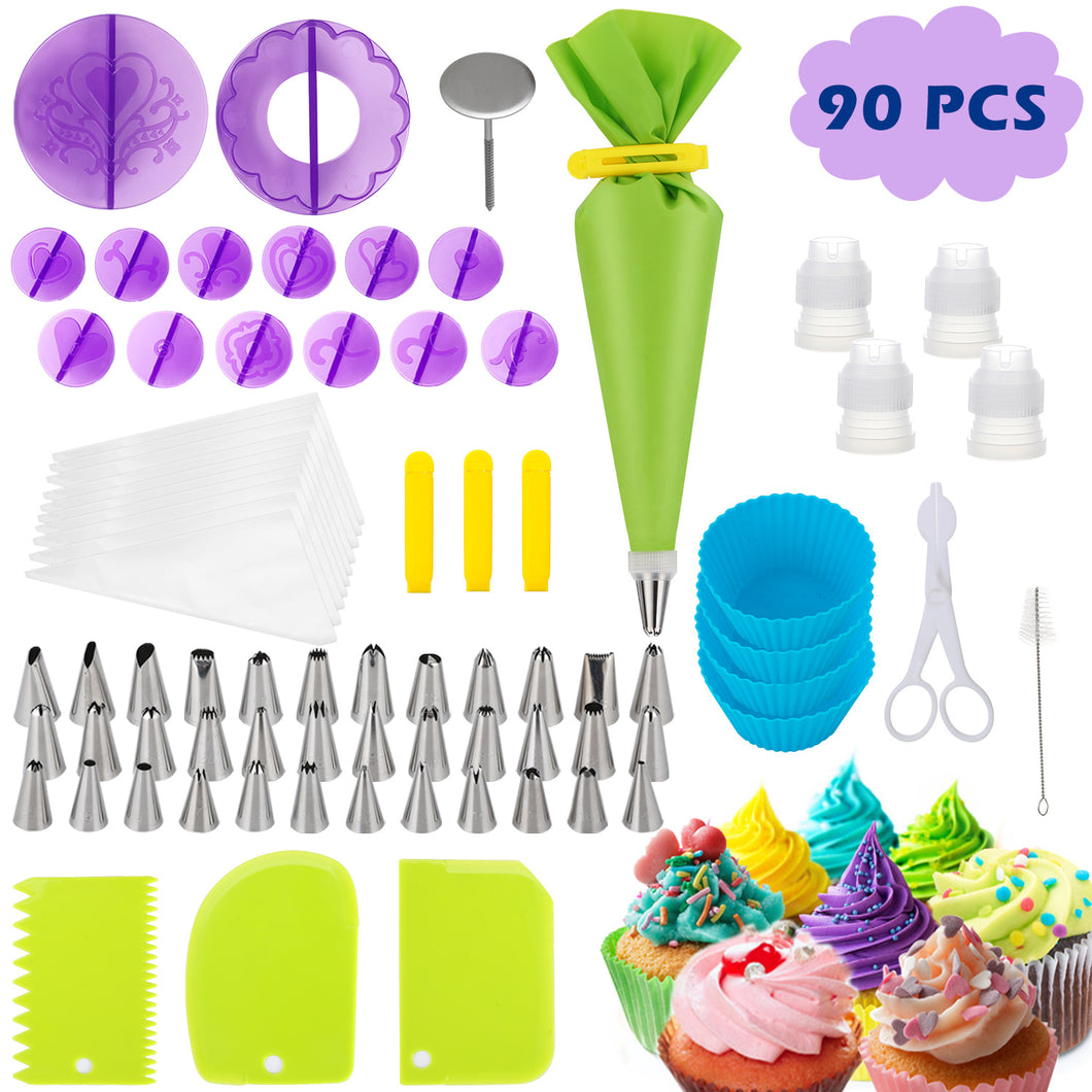 Vemingo Cake Turntable, 90 Pcs Pastry Kit Professional Cake Turntable Utensils Kit, Baking Tools for Beginners and Professional Users
