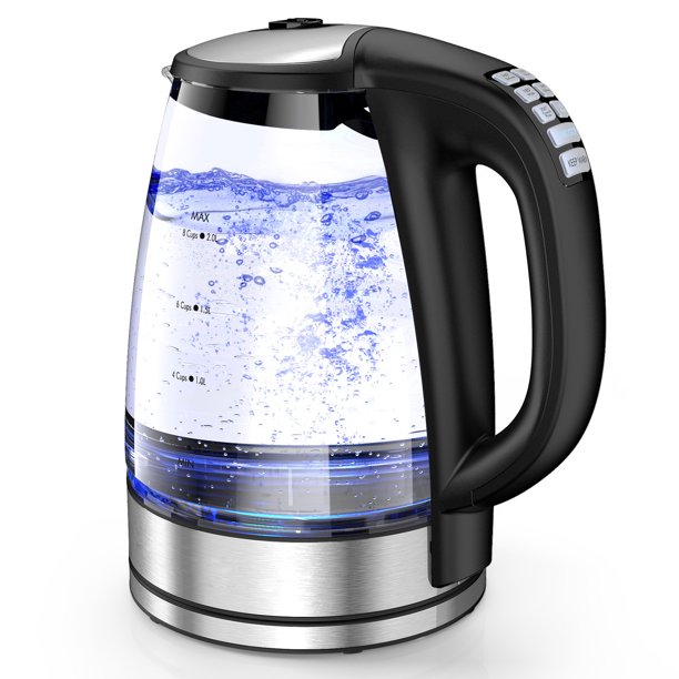 Variable Temperature Electric Kettle, 1200W Electric Tea Kettle, 8 Big Cups 2.0L Glass Electric Kettle with 4Hrs Keep Warm Function & Boil-Dry Protection