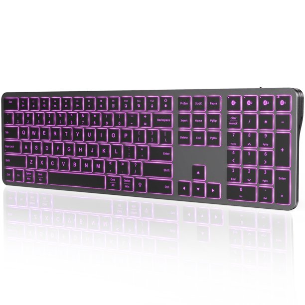 Backlit Bluetooth Keyboard for Windows & Mac OS, seenda Multi-Device Ultra Slim Rechargeable Keyboard, Backlit Wireless Keyboard for Win 8/10, Laptop, Tablet, MacBook Air/Pro, iPad, iPhone