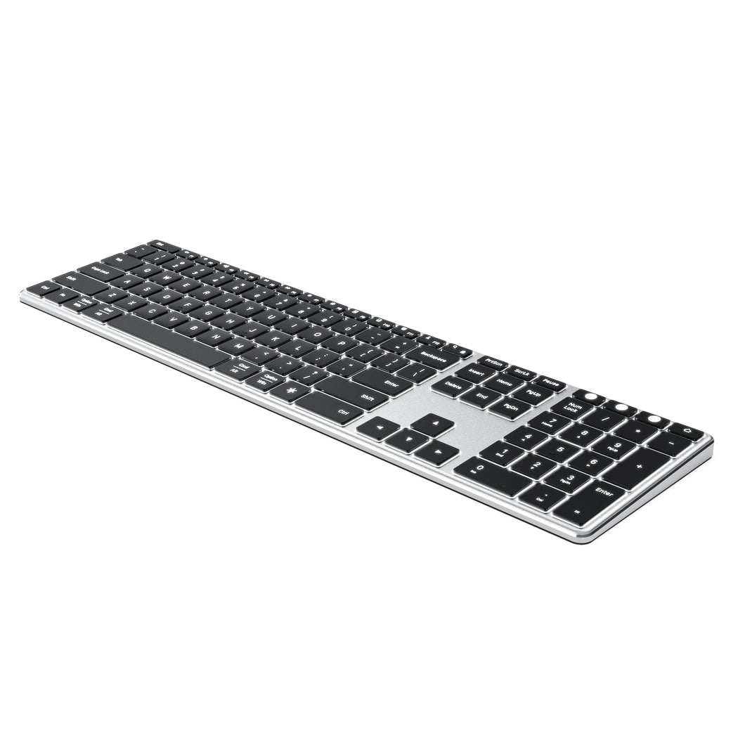 Backlit Bluetooth Keyboard, Jelly Comb Multi Device Ultra Slim Rechargeable Keyboard Wireless Illuminated Keyboard Switch to 3 Devices for iPad, iPhone, iOS, Mac OS, Windows, Android K62B-3 (Silver)